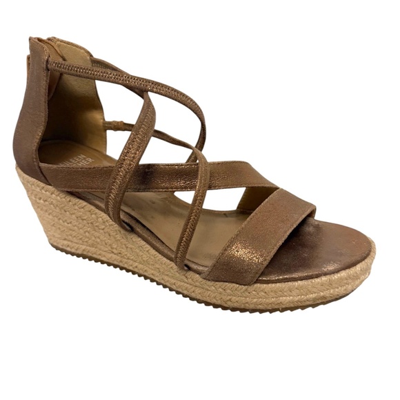 Eileen Fisher Shoes - EILEEN FISHER “Wanda” Champagne Metallic Suede Espadrille Size 9